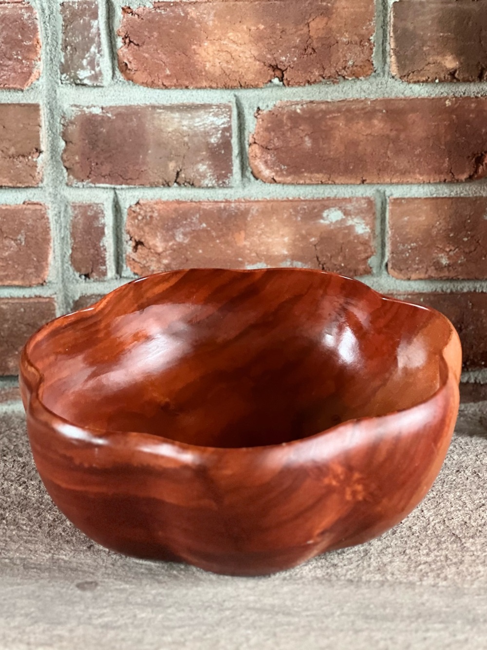 MCM Vintage Kamani Scalloped Wood Serving Bowl 11”